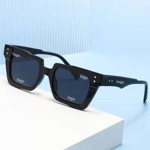 Square Tortoiseshell Sunglasses with Green Mirror Lenses and Black Rice Nail Detail