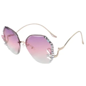 Square Unisex Metal Frameless UV400 Sunglasses Diamond Cut Edge