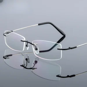 Squared Alloy Frameless Metal Titanium Memory-Frame Reading Glasses