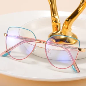 Stainless Steel Optical Eyeglass Frames for Unisex with Blue Light Blocking Lenses