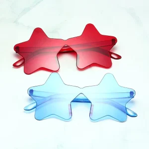 Star Shaped Rimless Party Glasses Transparent Candy Color Party Glasses Irregular One Piece Fun Party Eyewears