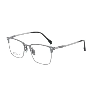 Stock Ready Stylish Business Eyewear Clear Quality Banded Metal Eyeglasses Frames Elegant Aluminium Frame Glasses