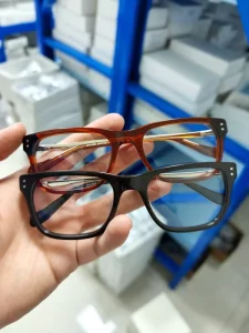 Stock Solid Fashionable Full-Rim Square Acetate & Metal Optical Glasses Frames for Women Comfortable Eye Protection