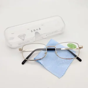 Straight-Style Full-Frame Glass Reading Glasses with Case Metal Reading Glasses Factory Direct Sales