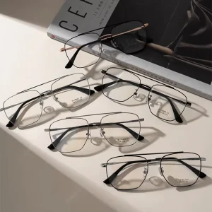 Stylish High Quality Eye Glass Frames Double Beam Design Eyewear Metal Square Eyeglass Frames Lightweight and Durable