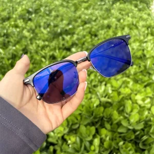 Sunglasses Change Color Men Photochromic Lenses Anti Uv400 Blue Reflective Metal Square Black Silver QINGQING