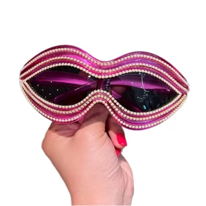Sunglasses Unisex Trendy Style Big Frame Oversized Lightweight UV400 Luxury Pearl Decoration Vintage Eyewear
