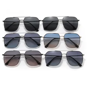 Sunglasses for Men Korean Retro Style Polarized Sun Protection Gold Metal Square for Driving