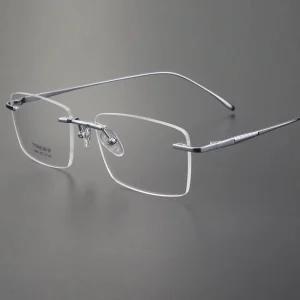 Sunray Men’s Printed Titanium Frame Fashion Business Style Small Face Light Frameless Eyeglasses For Myopia Pure Titanium
