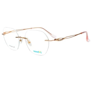 Superovo High Quality Luxury Handmade Diamond Studded Print Rimless Lightweight Unisex Eyeglasses for Daily Wear All Face Shapes