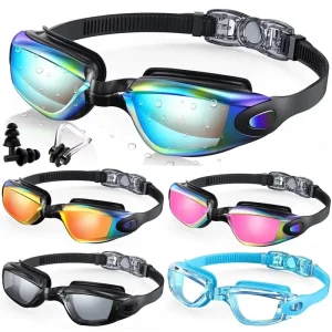 Swimming Goggles Waterproof Anti-Fog 100% UV Protection Silicone Plastic Adult