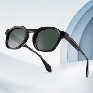 TAC UV400 Retro Square Thick-Frame Acetate Sunglasses