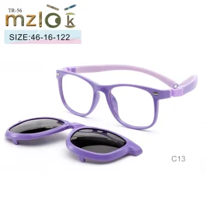 TR-56 TR90 Optical Frame with Clip-On Polarized Sunglasses for Kids