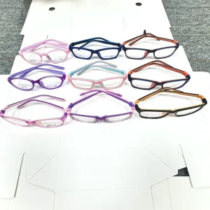 TR Front Eyeglass Frames with Soft Silicone Flexible Temples, Elastic Square Kids Sports Design