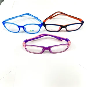 TR Front Eyeglass Frames with Soft Silicone Removable Temples, Flexible Spring Hinge, Square Kids Sports Design