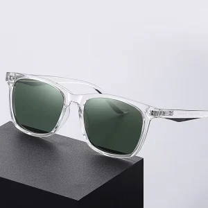TR Plastic-Frame Sunglasses with Polarized Lenses and Transparent Frame
