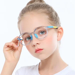 TR90 Anti Blue Light Silicone Flexible Optical Frame Kids Eyeglasses Transparent Blocking Glasses for Boys Girls Computer