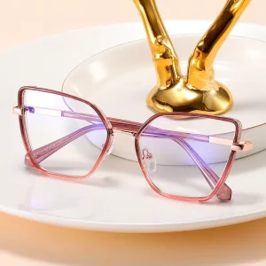 TR90 Cat-Eye Optical Frames with Spring Hinge Blue-Light-Blocking Customizable Prescription Lens