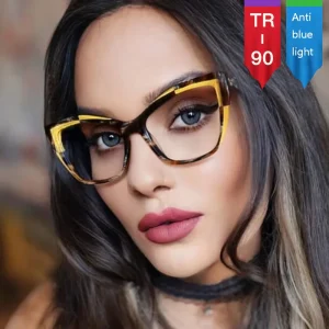 TR90 Cat-Eye Prescription Eyeglasses Computer Glasses Anti-Blue-Light Optical Frames for Women