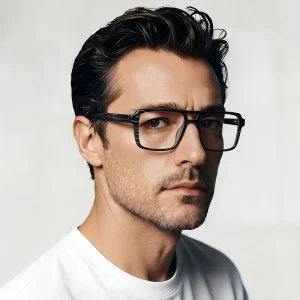 TR90 Classic Big Square Blue-Block-Lens Eyewear for Men Double-Bridge Reading Eyeglass Frame 2289
