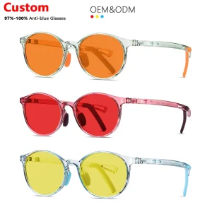 TR90 Frame Red Orange Yellow Lenses Unisex Anti-Blue Light Kids Glasses
