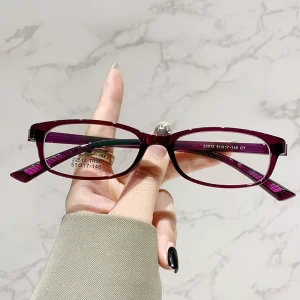 TR90 Narrow Square Optical Eyeglass Frames with Anti-Blue-Light Lenses and Screwless Hinges for Women