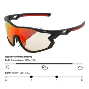 TR90 Polarized Cycling Sunglasses UV400 Photochromic Sports Goggles for Men and Women