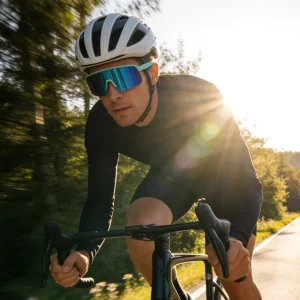 TR90 Semi-Rimless UV400 Wraparound Cycling Sunglasses Windproof