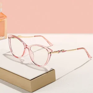 TR90 Women’s Cat Eye Optical Frames Blue Light Blocking Round Eyeglasses for Adults Colored