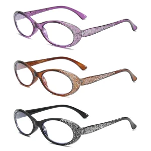 TY406 1pc PC Oval Reading Glasses, Blue Light Blocking, Presbyopia Corrective, Brown