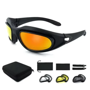 Tactical Outdoor Shooting Sunglasses with 3 Interchangeable Polarized Lenses and UV400 Protection