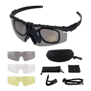 Tactical PC Sports Goggles with Adjustable Smoke Gray Lenses, Carrying Bag, and Waterproof Design