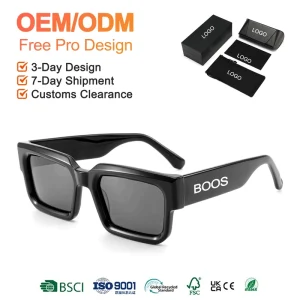 Thick Acetate Men’s Sunglasses Square Frame Gradient Lenses