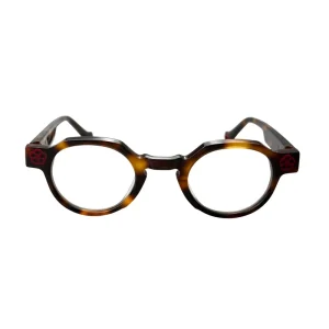 Thick Acetate Round Optical Frames Custom Floral Decor Unisex Spectacle Eyewear