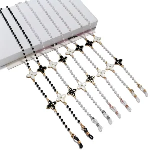 Thick Electroplated Eyeglass Chain Oil-Dripping Four-Leaf Clover Pattern Eyeglass Lanyard Mask Chain