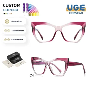 Thick-Frame Cat-Eye Blue Light Blocking Optical Glasses for Women