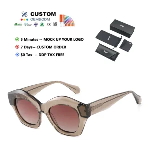 Thick-Frame Retro Cat-Eye Full-Rim UV400 Polarized Acetate Sunglasses for Women and Men