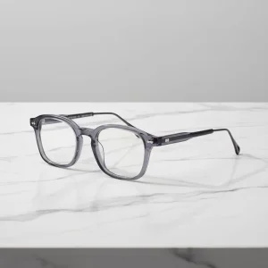 Thick Retro Acetate Eyeglass Frame with Metal Temples for Men and Women