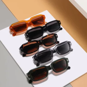 Thick Small Rectangle Sunglasses UV400 Polarized Lens Acetate Frame for Men and Women