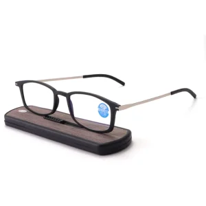 Thin-Frame Optical Reading Glasses, Anti-Blue Light, Magnifying White Lens with Portable Case