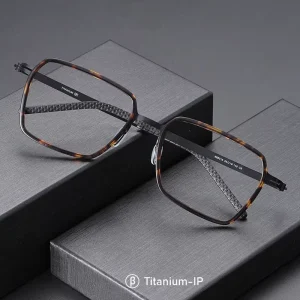 Titanium Alloy Full-Rim Myopia Prescription Eyeglass Frames for Men
