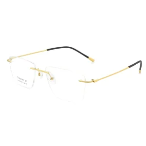 Titanium HS921A022 Rimless Solid Eyeglass Frames Fashionable Ultra Light Durable Rectangle Design All Face Shapes