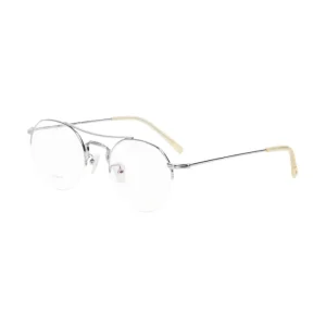 Titanium Material Fashionable Unisex Half Frame Round Eyeglass Frame Lightweight Resilient for Daily Leisure Use Jnloo 959