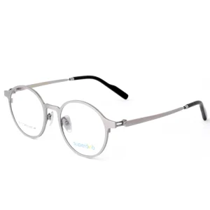 Titanium Optical Eyeglass Frames, Silver, Gold Print, Reading/Myopia