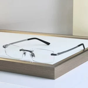 Titanium Rimless Optical Glasses Frames, Men’s, AC Lenses, Myopia