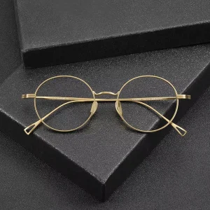 Titanium Round Full-Rim Optical Eyeglass Frames for Men and Women