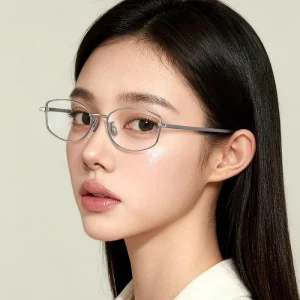 Titanium Square Optical Eyeglasses Frames Men Women Silver Rose Gold