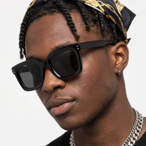 Top Thick Square Frame Black Polarized Woman Man Shades Handmade Vintage Acetate Thick Rectangular Sunglasses