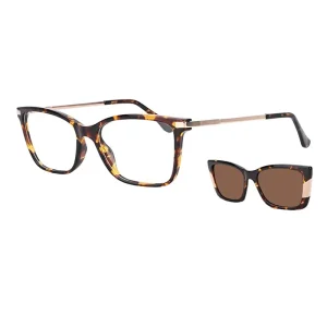 Tortoise Retro Italy Acetate Rectangle Clip-on Eyeglass Frame for Men and Women