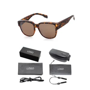 Tortoiseshell Style TR90 Sunglasses with Custom Logo, TAC UV400, Full Rim Lightweight Frame